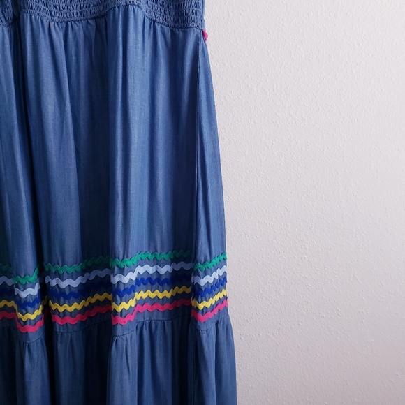 Crown & Ivy Sleeveless Tiered Ric Rac Spring Maxi Dress L Large - Picture 5 of 9